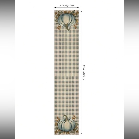 NWT- Beautiful Blue Buffalo Check Plaid- Blue Pumpkin Fall Table Runner 72x13 - Picture 3 of 3